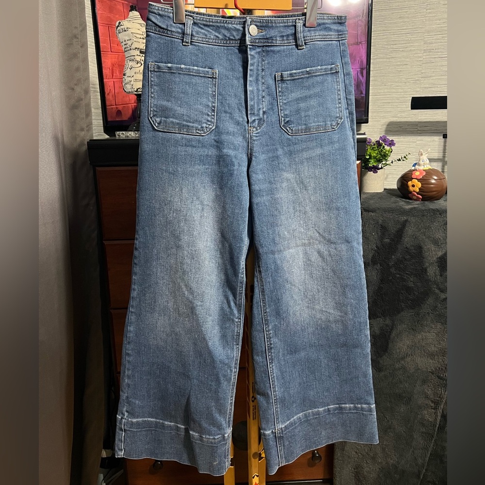 4. Oat Wide Leg Blue Denim Jeans
